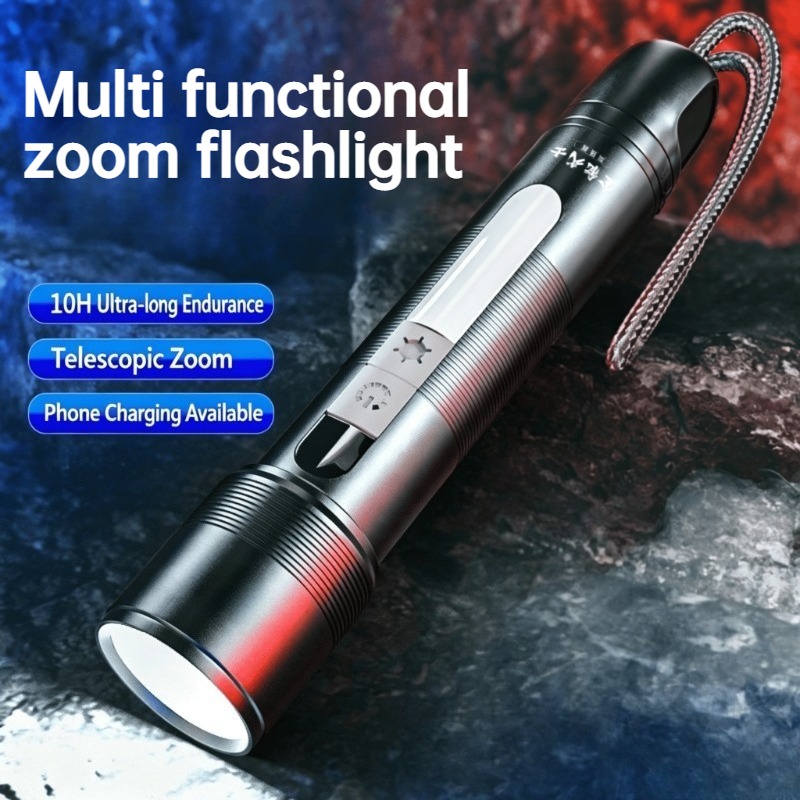Outdoor Lighting Rechargeable - Lampe torche LED multifonctionnelle, zoomable, lumière