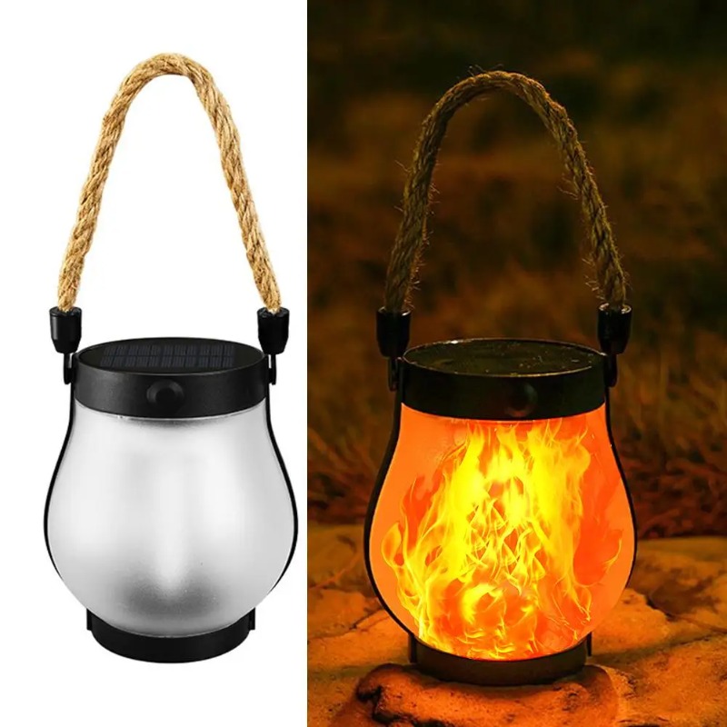 Solar Lantern Hanging - Lampe solaire à flamme, rechargeable par