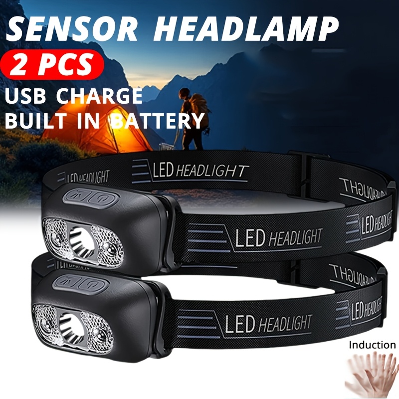 Outdoor Lighting Sensor - Lampe frontale à lumière forte, Portable,