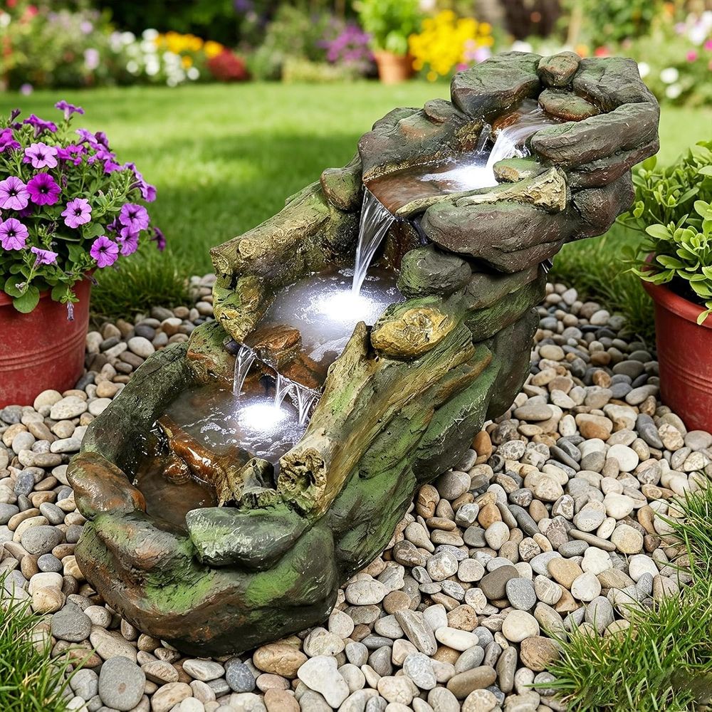 Outdoor Lighting For Backyard - Fontaine d'eau extérieure à plusieurs niveaux