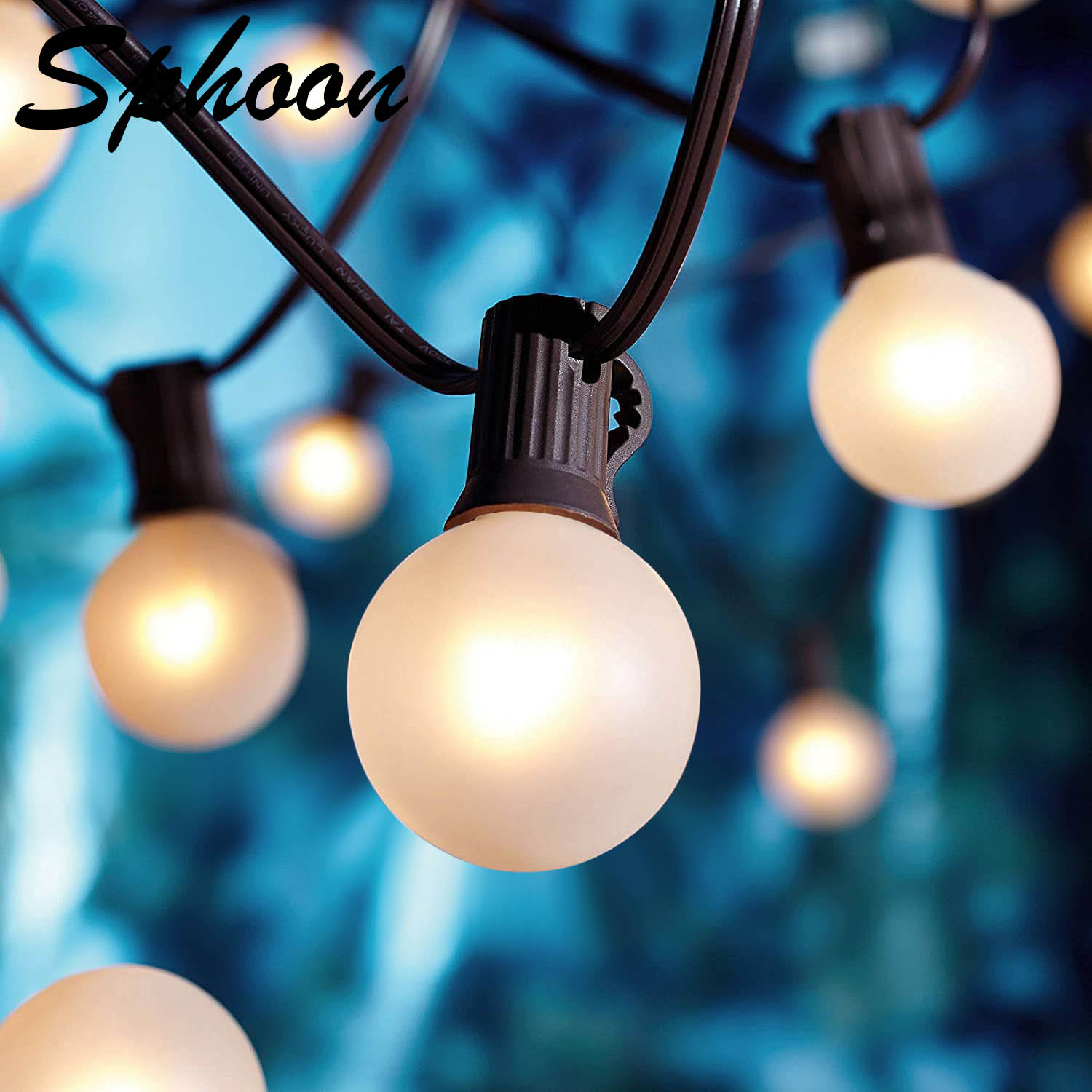 Outdoor Lighting Socket - Guirlande lumineuse d'extérieur G40 blanc givré,