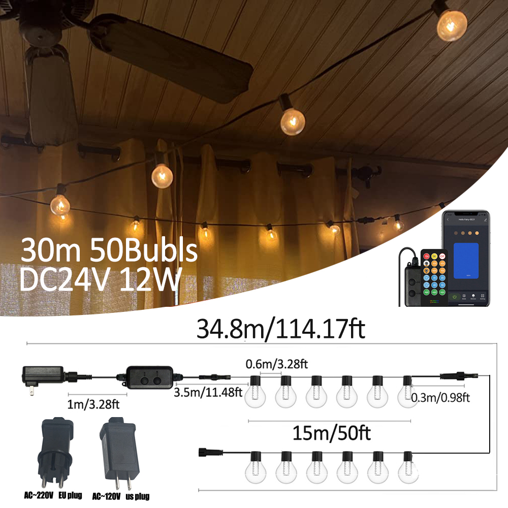 Outdoor Lighting Socket - Guirlande lumineuse LED intelligente G40 pour