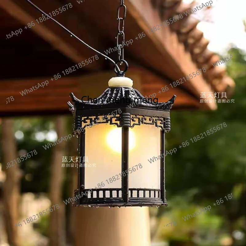 Outdoor Lighting Chandelier - Lustre pavillon chinois antique, imperméable, pour