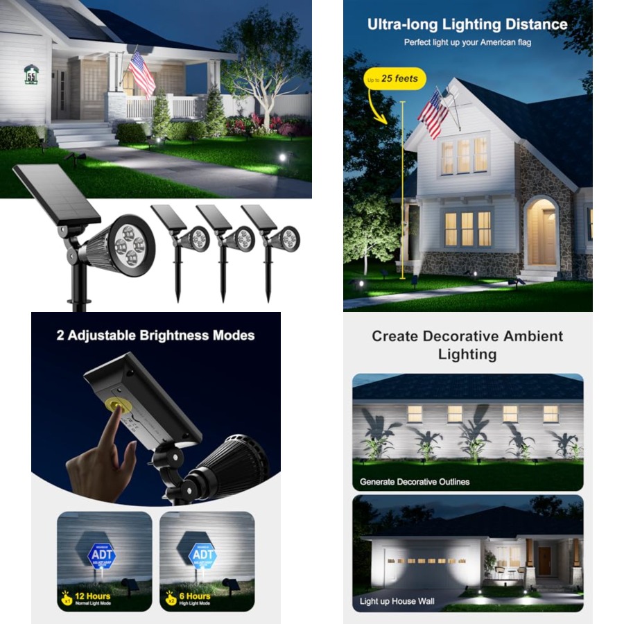 Wall Lighting Outdoor - Projecteurs solaires extérieurs étanches pour arbres,