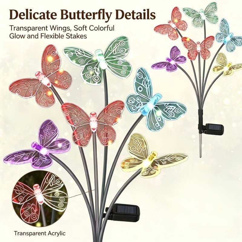 Outdoor Lighting Battery - Lampes solaires en forme de papillon,