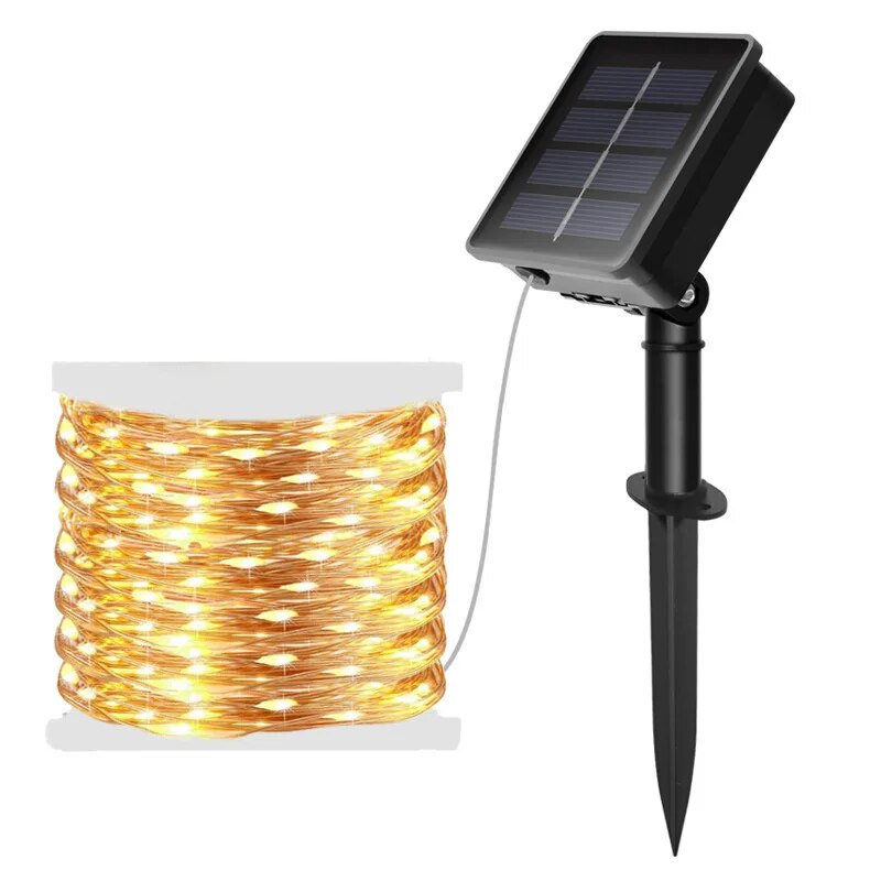 Outdoor Lighting No Wiring - Guirxiété lumineuse solaire à 100 LED,