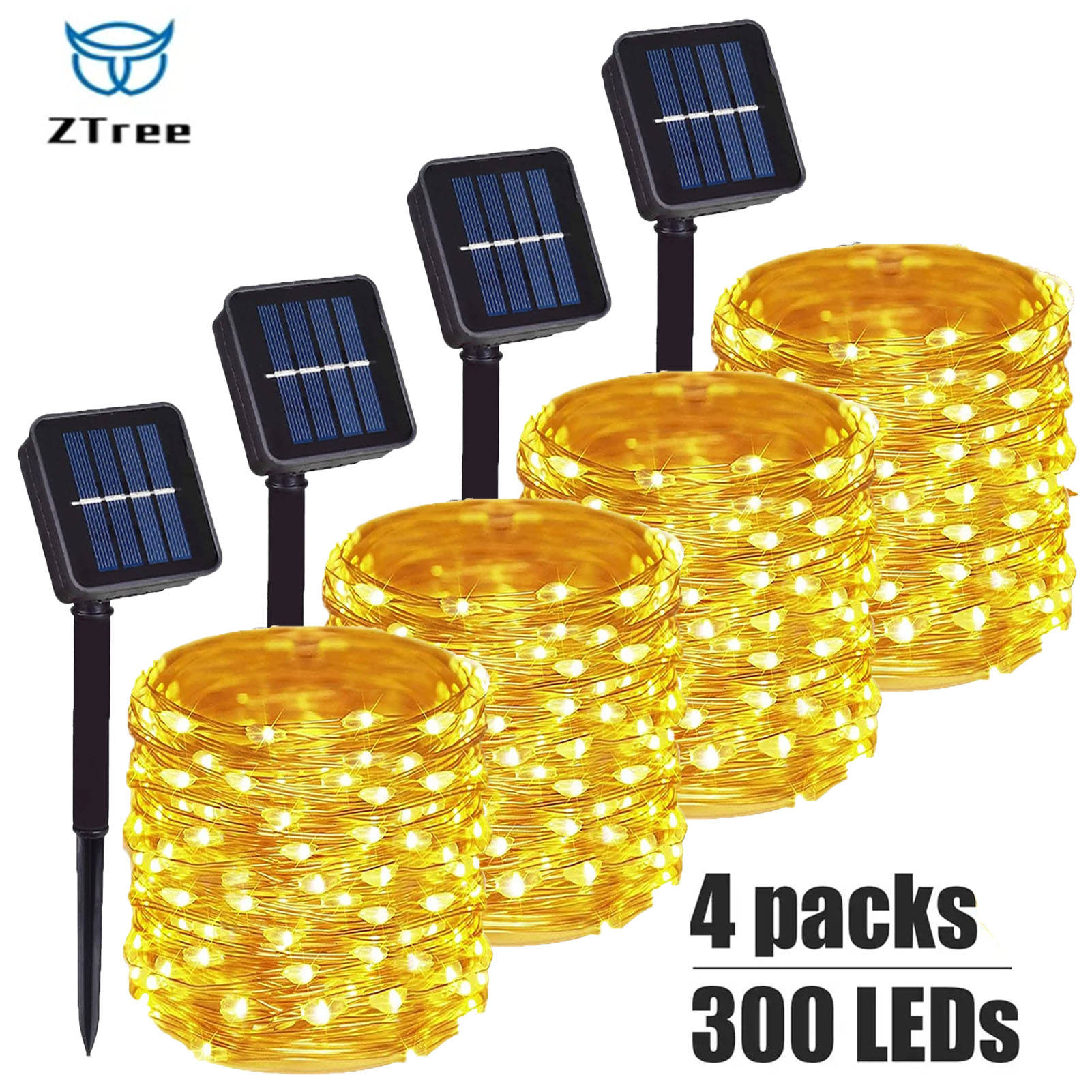 Outdoor Lighting No Wiring - Guirlande solaire d'extérieur étanche, 8 Modes,