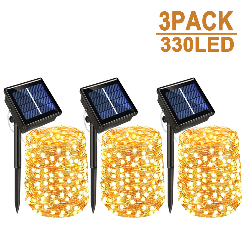Outdoor Lighting No Wiring - Guirlande lumineuse solaire LED d'extérieur, 8Modes,