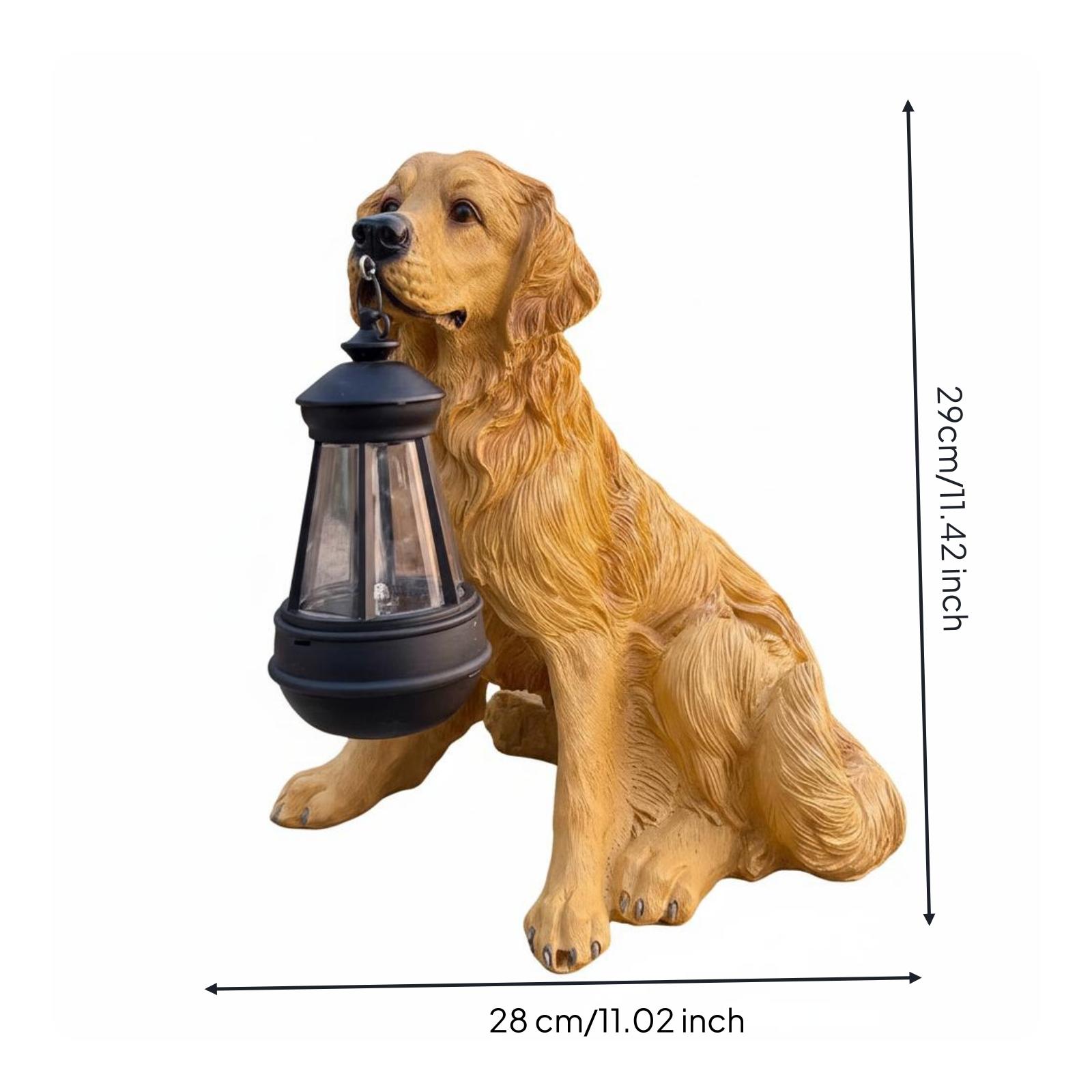 Solar Lantern Hanging - Sculpture de chien en résine décorative