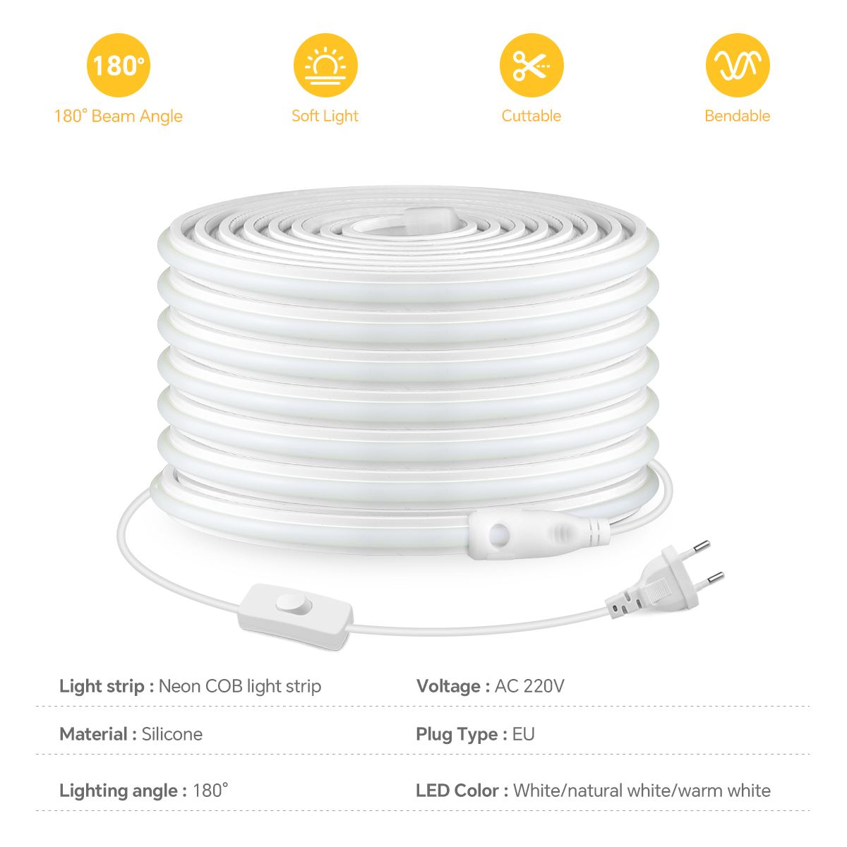 Bande LED COB 220V, haute dens - Outdoor Lighting Socket avis et prix