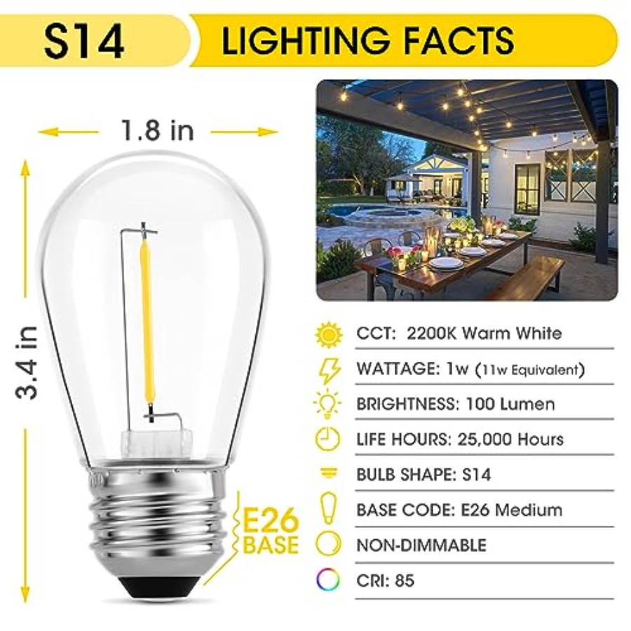 Lot de 36 ampoules LED S14 pou - Outdoor Lighting Battery avis et prix