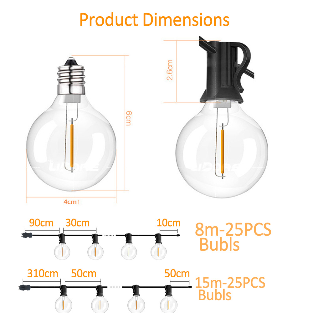 Guirlande lumineuse G40 de 8 m - Outdoor Lighting For Backyard avis et prix