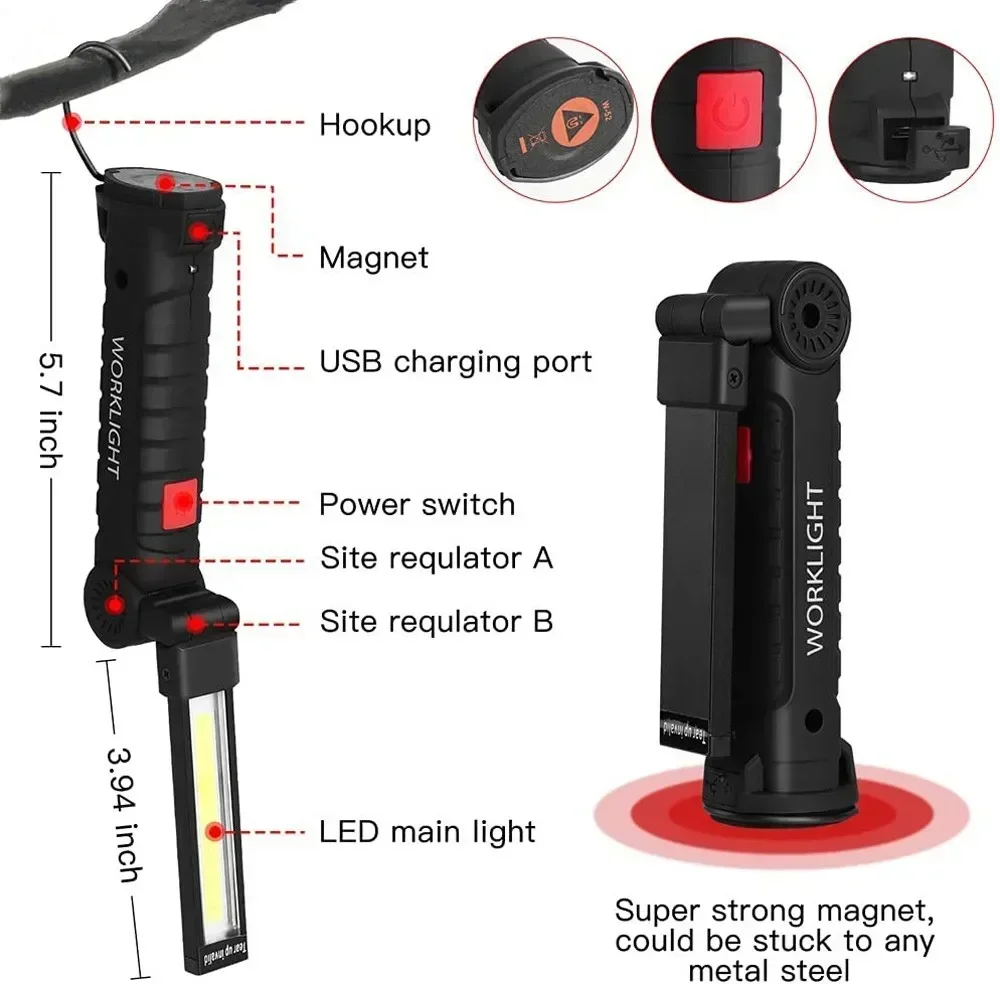 Lampe de poche LED COB, torche - Outdoor Lighting Rechargeable avis et prix